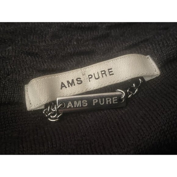 Vintage AMS Pure Women's Black Snap Closure Wool Blend Sweater Jacket Sz 8 Spain - Picture 9 of 16